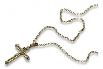 Italienisches Gelbgold katholische Kreuz & Anker 14k