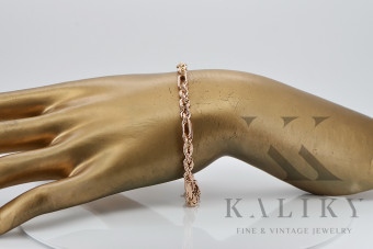 Pulsera de Dama Vintage en Oro Rosa de 14k con Corda Rope de 5mm, 19,5c cb004r