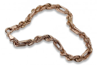 Brățară Aur roz 14K Vintage cu Corda Rope și Pietre Diverse cb004r