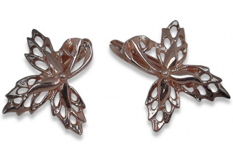 "Classic 14K Rose Gold Leaf Earrings with No Stone" cen006r cen006r