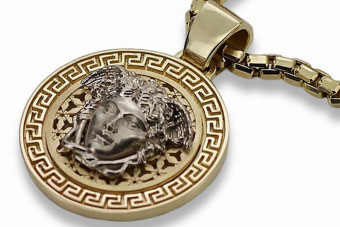 14 Karat Gelbgold Medusa Anhänger modern griechisch cpn053yw