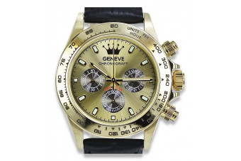 Oro amarillo de 14 quilates, Reloj Geneve para hombres mw014ydg