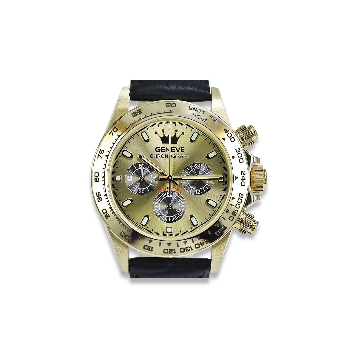 Reloj de oro para hombre Geneve ★ zlotychlopak.pl ★ Pureza de oro 585 333 Precio bajo!