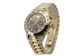 Reloj de Hombre Geneve con Esfera Marrón en Oro Amarillo 14k 585 mw014ydbr&mbw015y