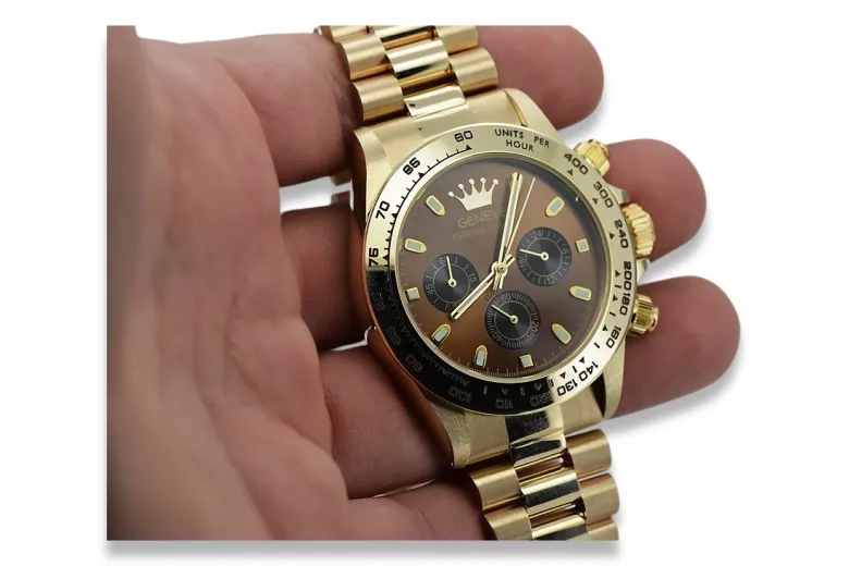 Reloj de oro para hombre Geneve ★ zlotychlopak.pl ★ Pureza de oro 585 333 Precio bajo!