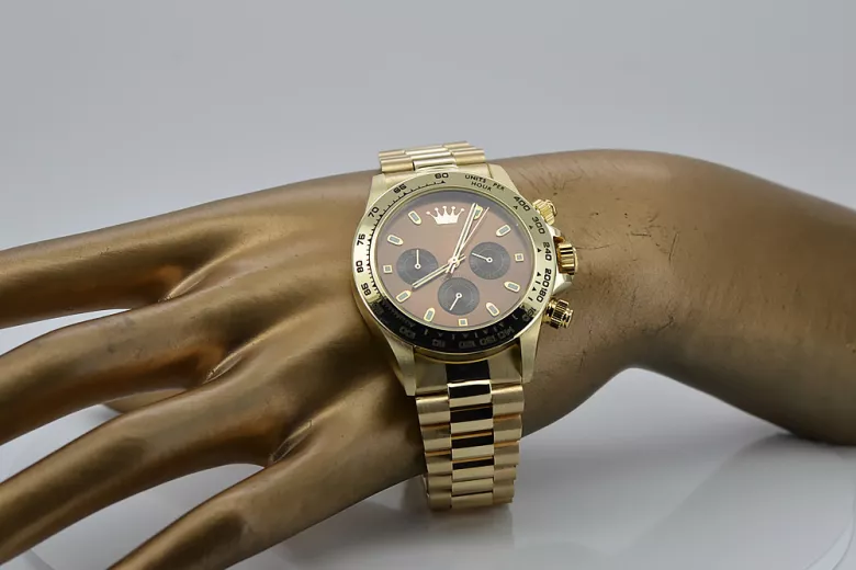 Gold men's watch Geneve ★ zlotychlopak.pl ★ Gold purity 585 333 Low Price!