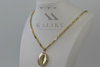 "Golden Oval Box Pendant with Ankara Chain" cpn055y&cc082y