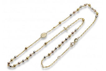 Italian 14k Gold Rosary Chain with White, Yellow, and Rose Gold Accents rcc001ywr