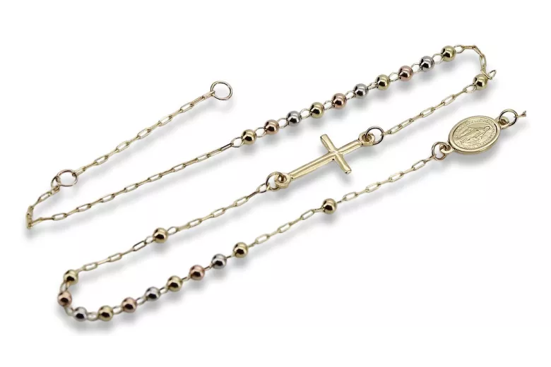 "Dolce Gabbana 14K Tri-Color Gold Rosary Chain" rcc002ywr