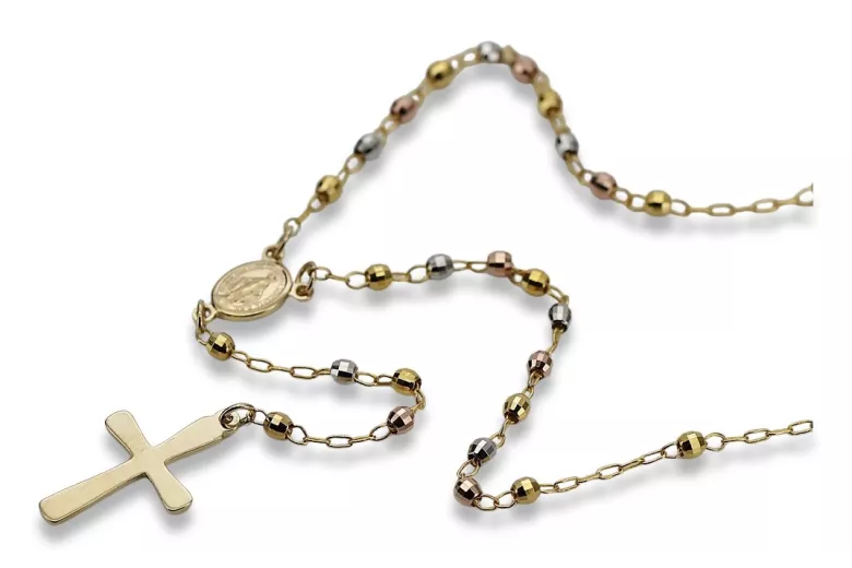 Italian 14K Tri-Color Gold Rosary Chain rcc003ywr