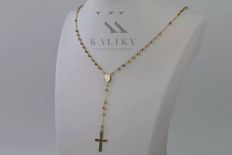 Italian 14K Tri-Color Gold Rosary Chain rcc003ywr