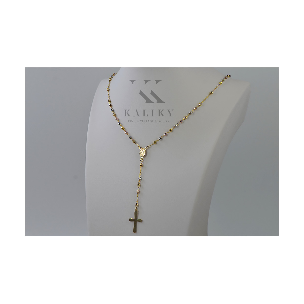 Italian 14K Tri-Color Gold Rosary Chain rcc003ywr