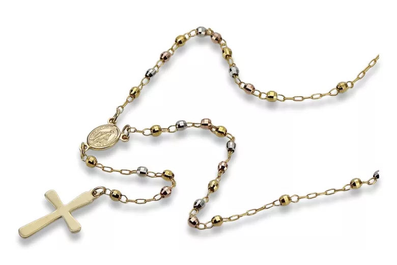 Italian 14K Tri-Color Gold Rosary Chain rcc003ywr