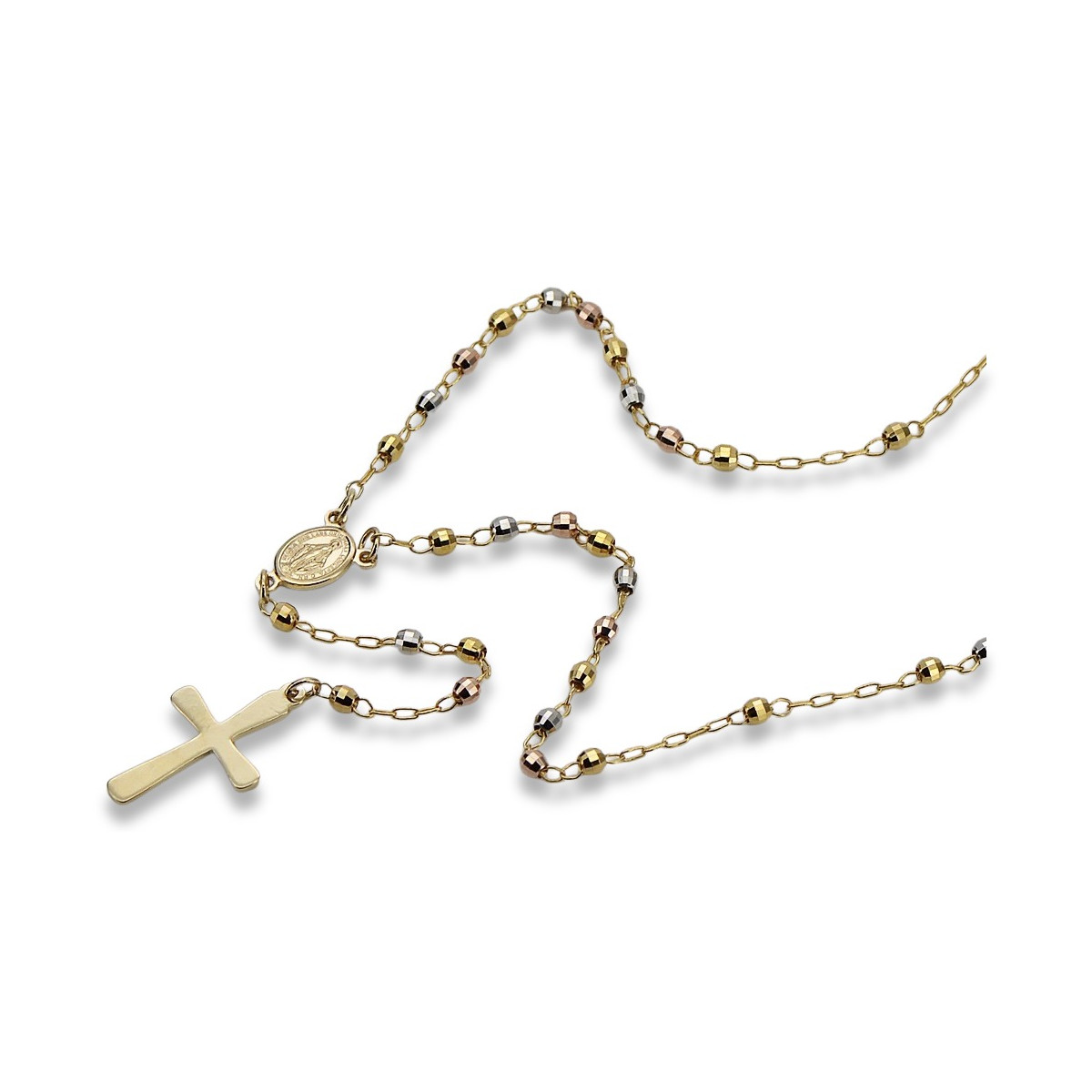 Italian 14K Tri-Color Gold Rosary Chain rcc003ywr