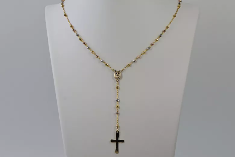 Italian 14K Tri-Color Gold Rosary Chain rcc003ywr