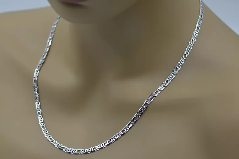 Chaîne en or blanc italien 14 carats massif avec œil de tigre - 3,50 mm
 cc021w