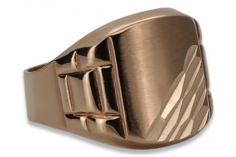 14K Rose Gold Plain Men's Signet Ring csn011r