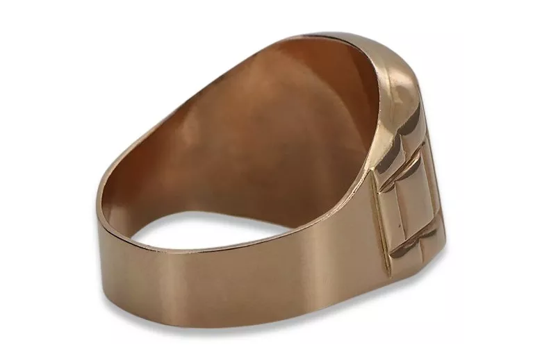 Anillo de sello de hombre en oro rosa de 14k, Sin piedras. csn011r