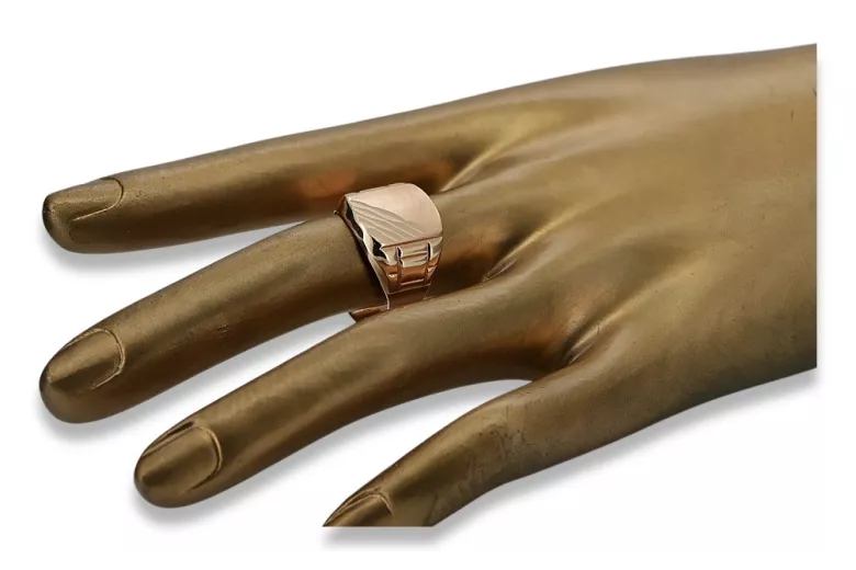 Anillo de sello de hombre en oro rosa de 14k, Sin piedras. csn011r