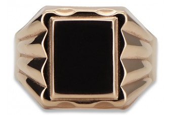 Anillo de sello de hombre en oro rosa de 14k, Sin piedras csn016r