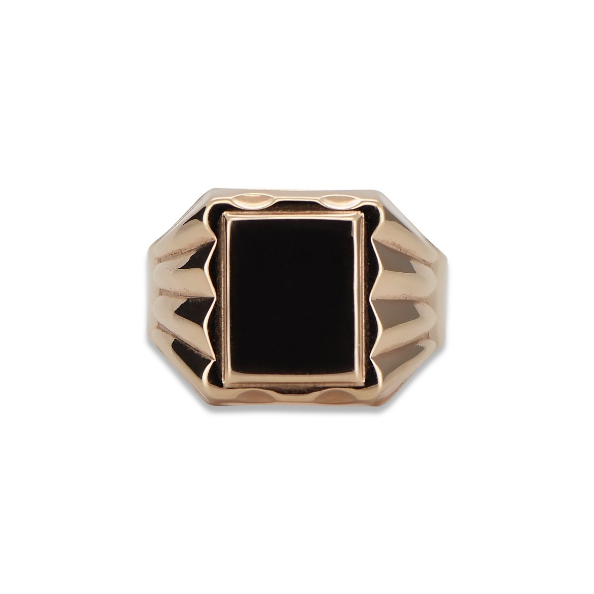 Anillo de sello de hombre en oro rosa de 14k, Sin piedras csn016r