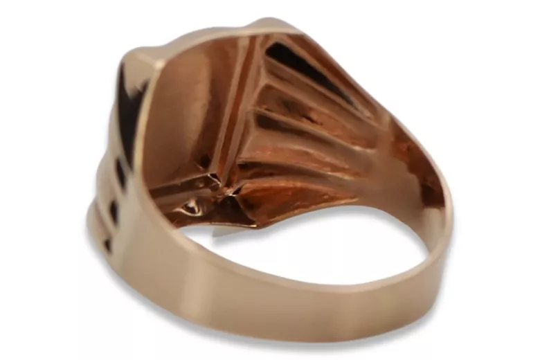 Anillo de sello de hombre en oro rosa de 14k, Sin piedras csn016r