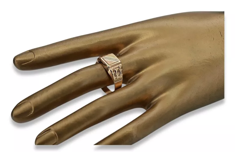Vintage Rose Pink 14K Gold Men's Signet Ring, No Stones csn001r