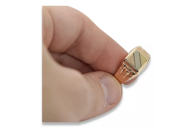 Anillo sello para hombre vintage en oro rosa de 14k csn001r