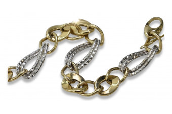 Бриллиантовый и сапфировый Итальянский 14k золотой браслет cb132yw