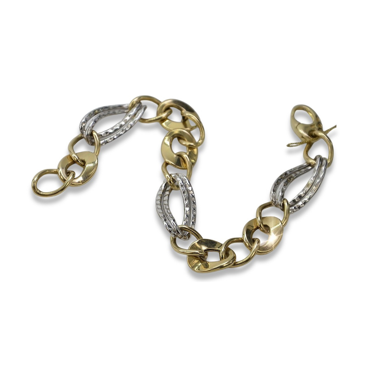 Pulsera de oro italiano de 14k en blanco y amarillo. cb132yw