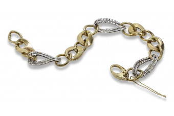 Pulsera de oro italiano de 14k en blanco y amarillo. cb132yw