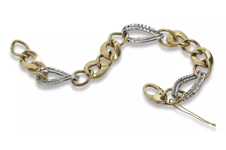 Pulsera de oro italiano de 14k en blanco y amarillo. cb132yw