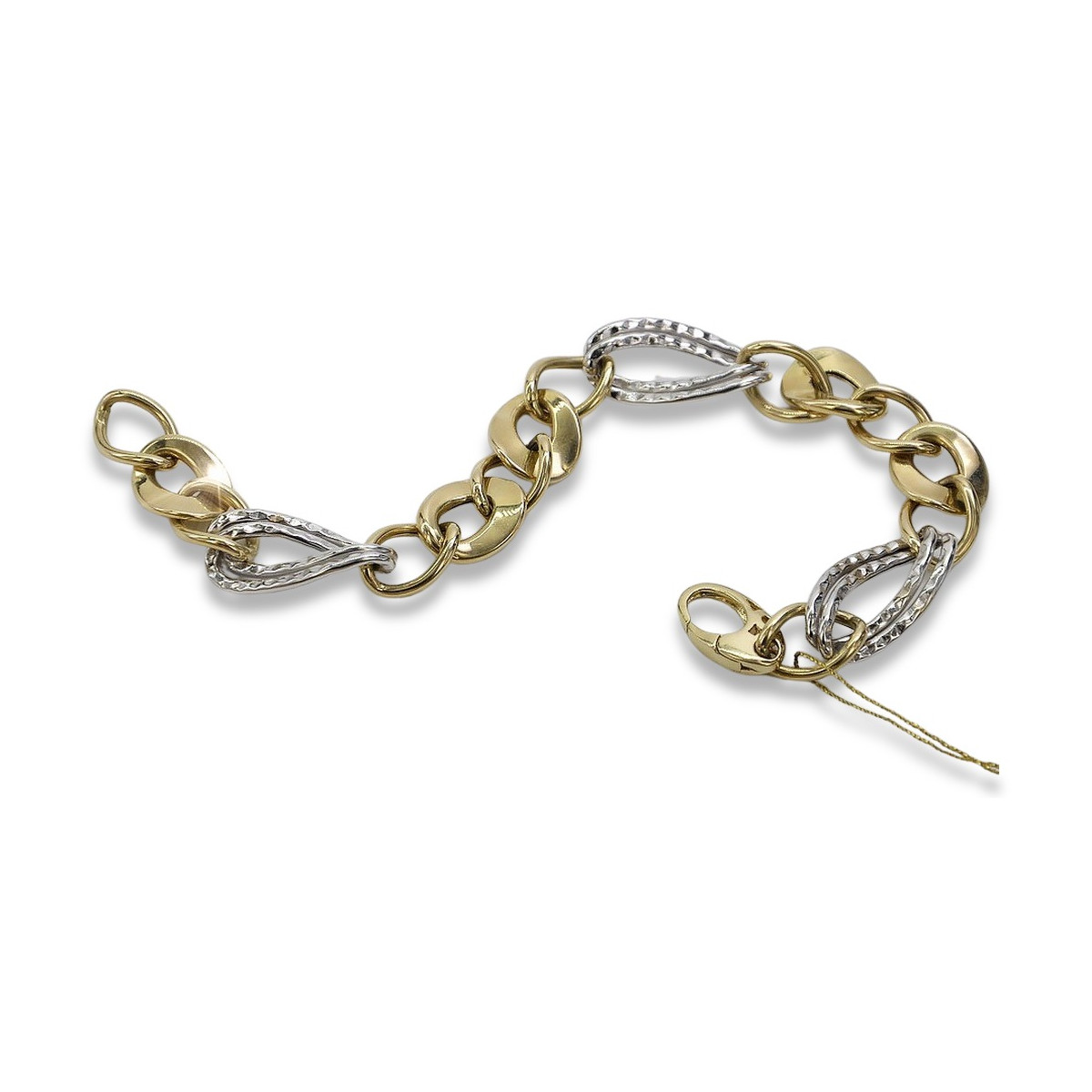 Pulsera de oro italiano de 14k en blanco y amarillo. cb132yw