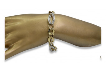 14K Gelb- & Weißgold Fantasie Armband cb132yw