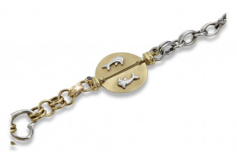 Pulsera de fantasía en oro italiano de 14k blanco y amarillo cb135yw