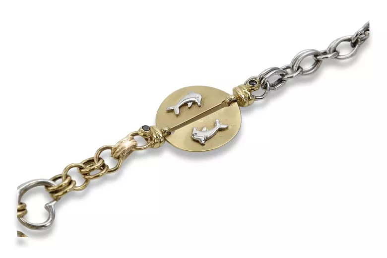 Pulsera de fantasía en oro italiano de 14k blanco y amarillo cb135yw