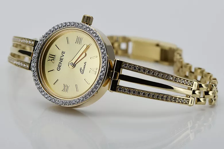 14 Karat Gelbgold Lady Uhr, Gold2, Gol lw025y