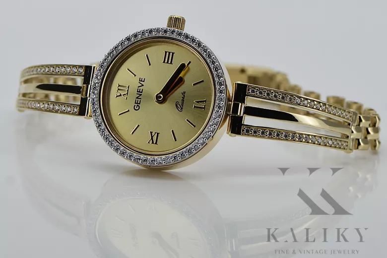 14 Karat Gelbgold Lady Uhr, Gold2, Gol lw025y