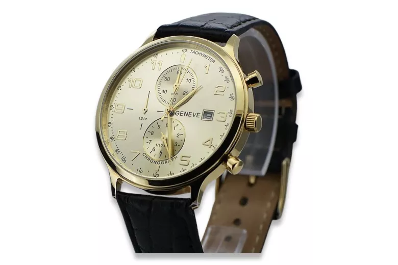 Montre homme en or jaune 14 carats Geneve mw005y