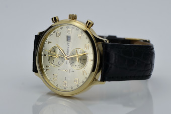 Yellow 14K Gold Men's Watch with Silver Dial mw005y