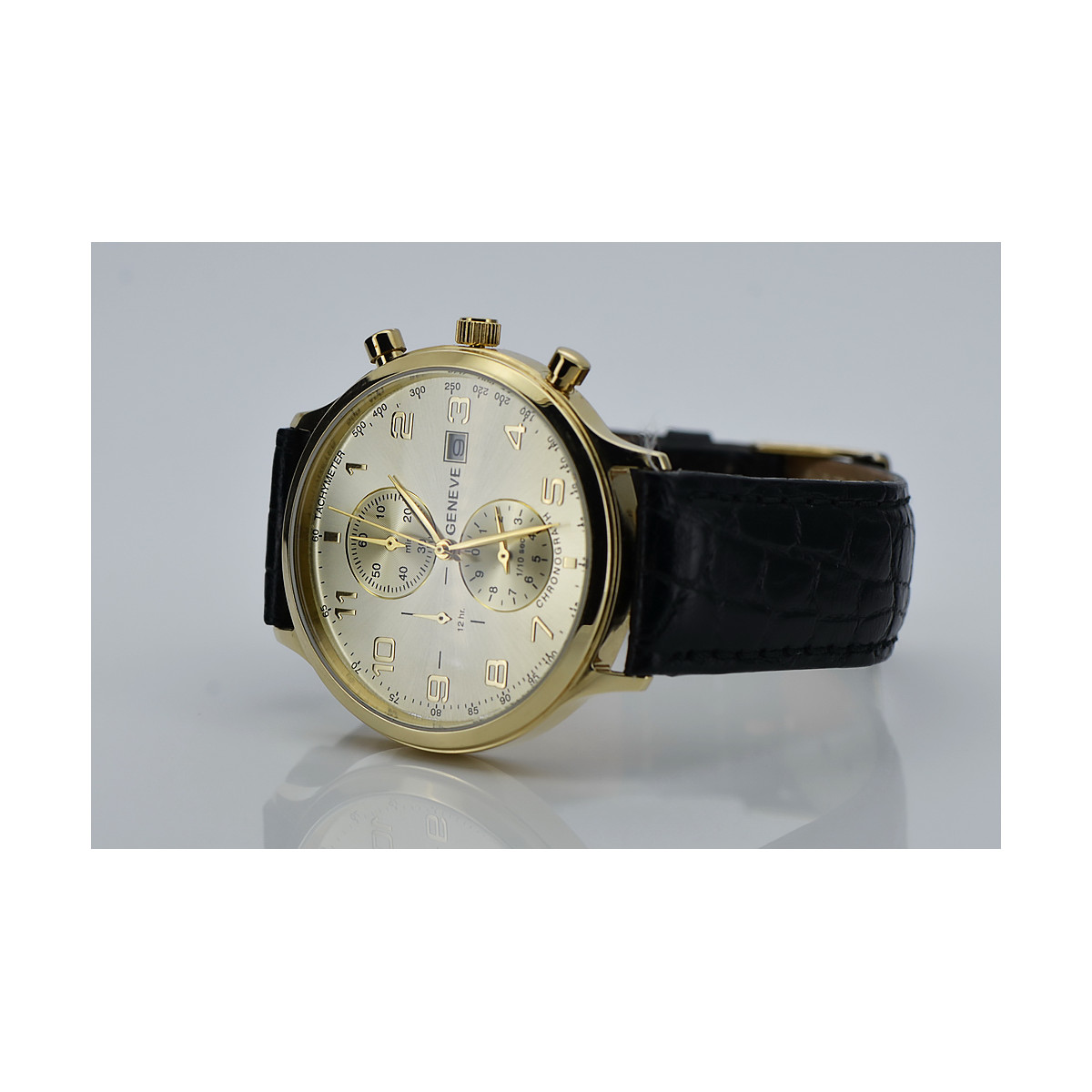 Yellow 14K Gold Men's Watch with Silver Dial mw005y