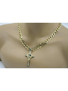 Elegant Italian 14k Gold Catholic Cross Set with Gourmette Chain ctc049yw&cc001y