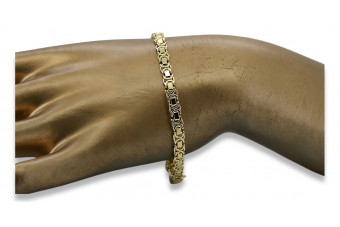 Bracelet Gothique Byzantin en Or Jaune 14k avec Pierres Précieuses cb056y