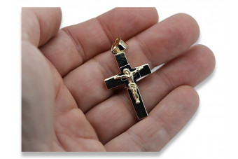 Antiker Rosenrosa Italienischer 14k Gelb- & Weißgold Katholischer Jesus Kreuz Schmuck ctc097yw ctc097yw