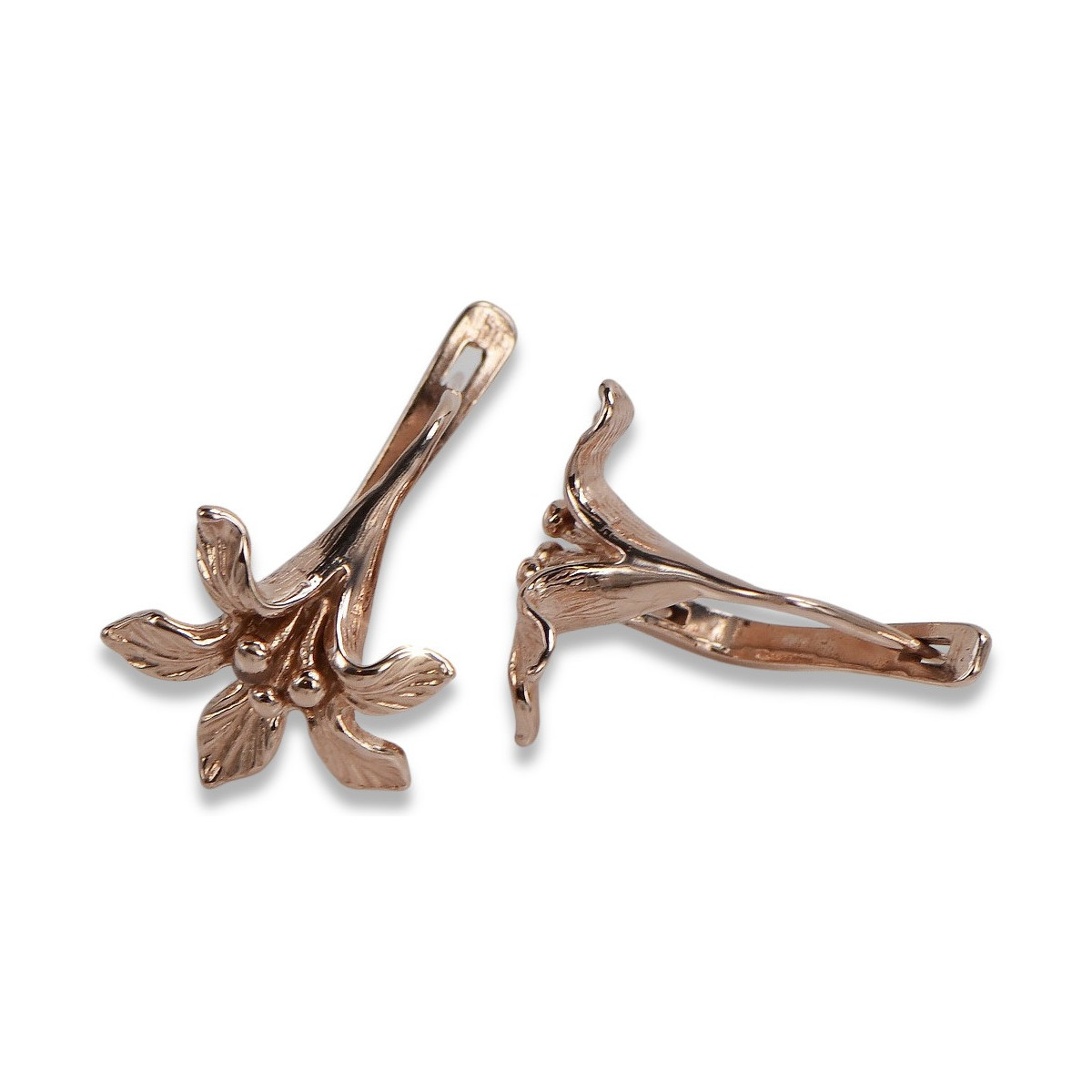 Sterling Silver Rose Gold Plated Vintage Flower Earrings ven222rp