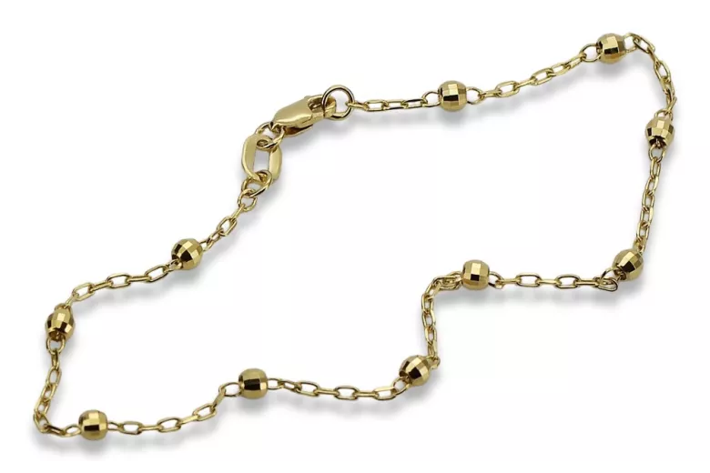 Yellow Italian 14k Gold Fancy Ball Bracelet - 14K Yellow Gold, 18.5c cb103y