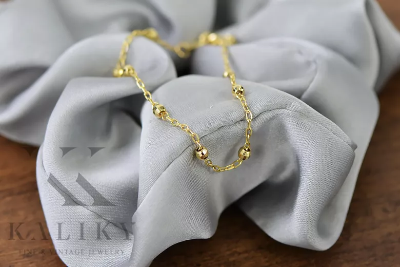 Yellow Italian 14k Gold Fancy Ball Bracelet - 14K Yellow Gold, 18.5c cb103y