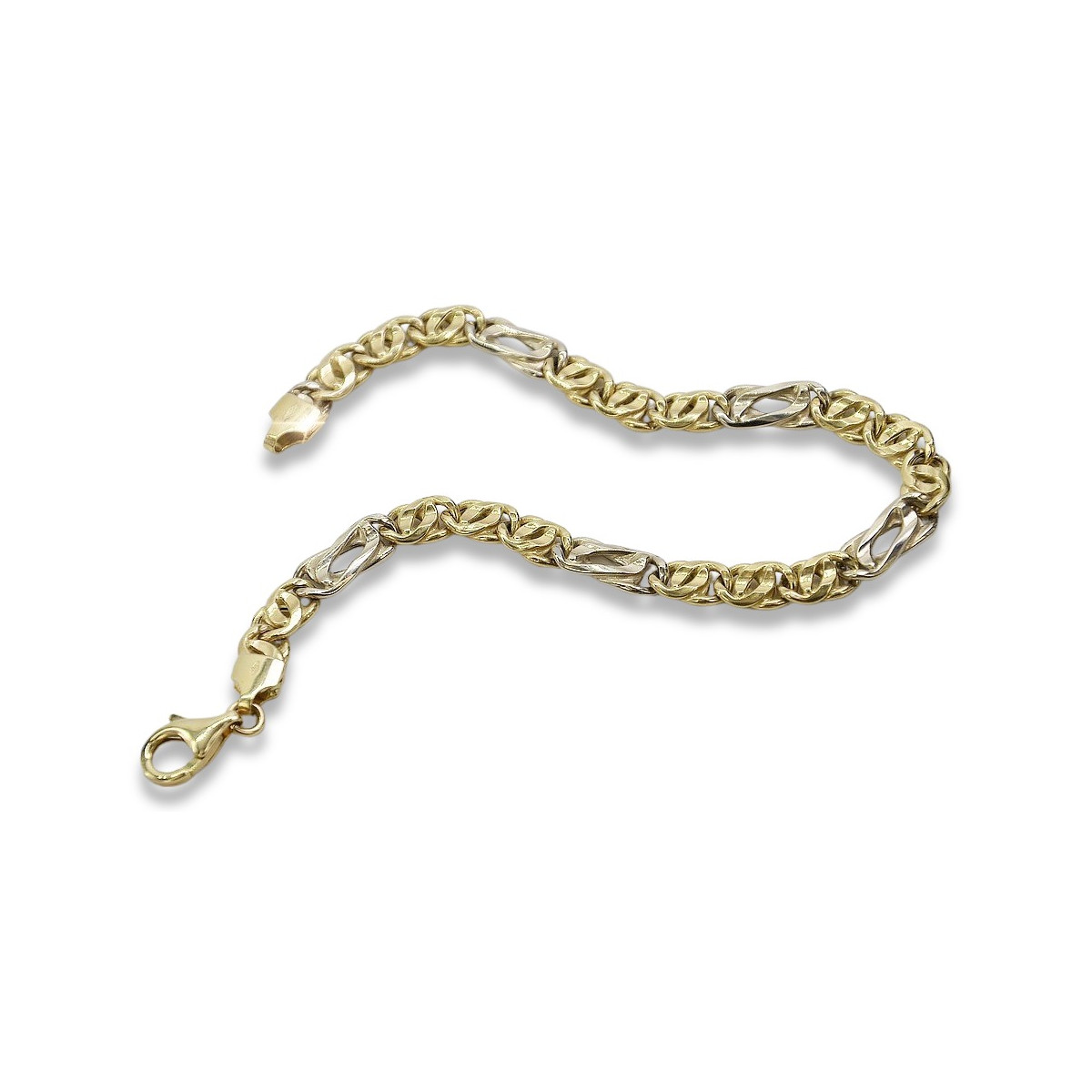 Bracelet en Or Jaune et Blanc 14K avec pierres précieuses variées cb093yw