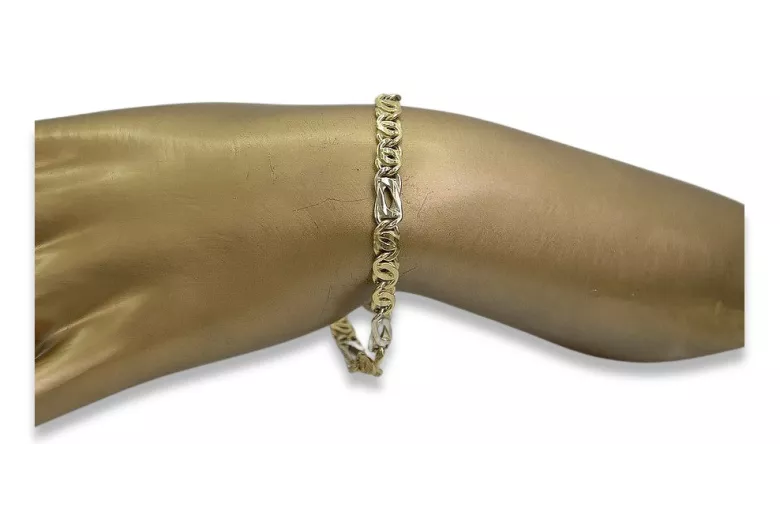 Pulsera de Oro Blanco y Amarillo de 14k con Diferentes Piedras cb093yw