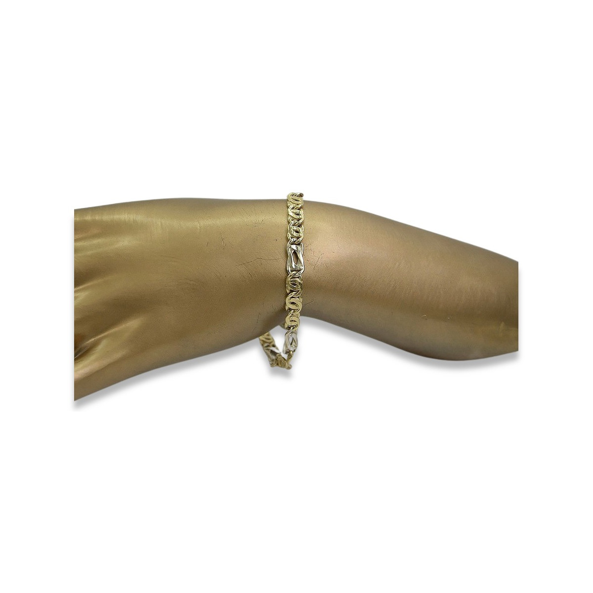 Pulsera de Oro Blanco y Amarillo de 14k con Diferentes Piedras cb093yw